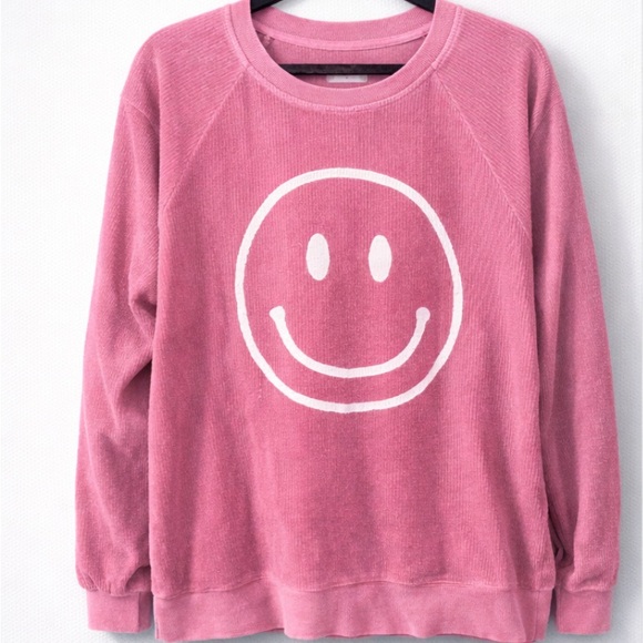 Altar'd State Sweaters - Altar'd State Pink Smiley Face Sweater